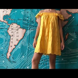 Yellow flower eyelet dress